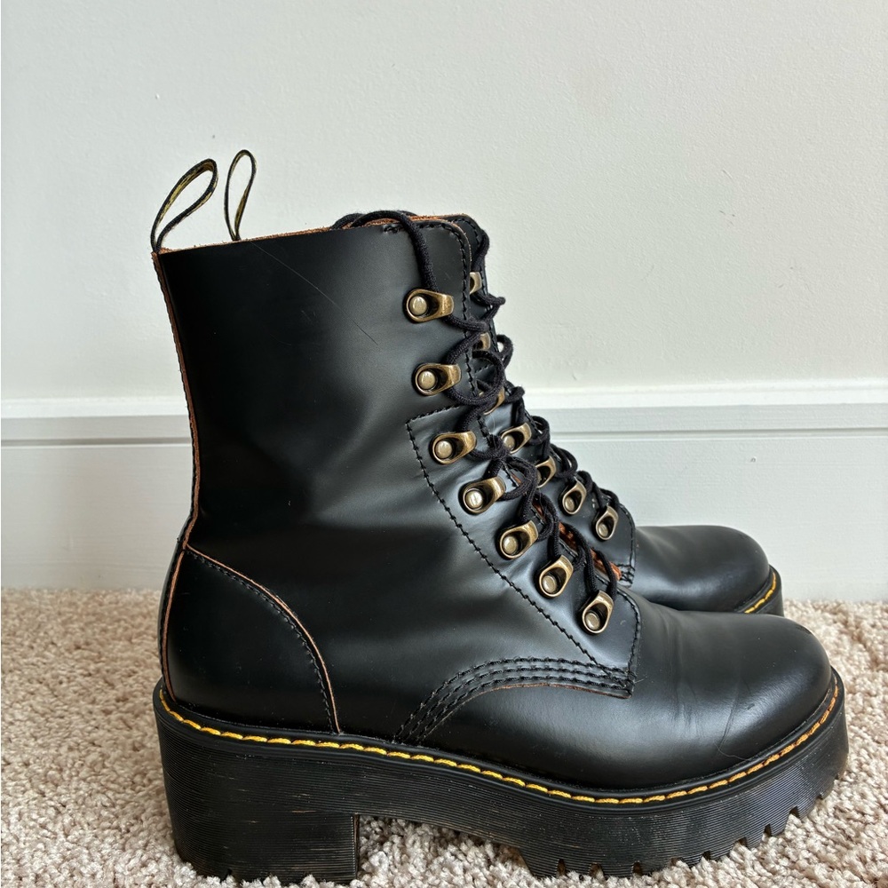 Dr. Martens Black Leather Leona Boots